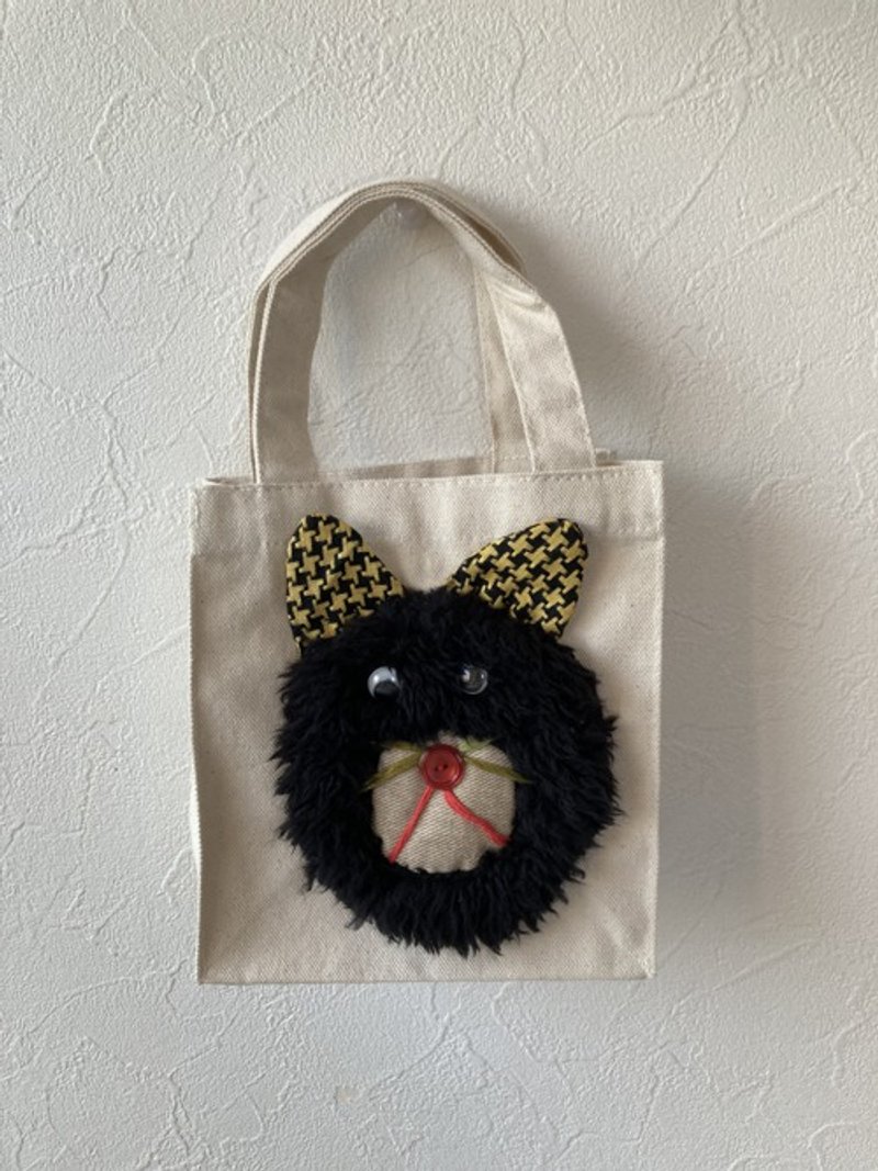 黒猫ミニバッグ① - 手提包/手提袋 - 棉．麻 