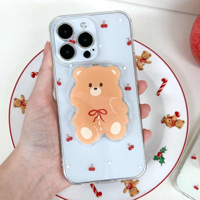 Ribbon bear iPhone mobile phone case Grip smart tok set - 手機殼/手機套 - 塑膠 多色