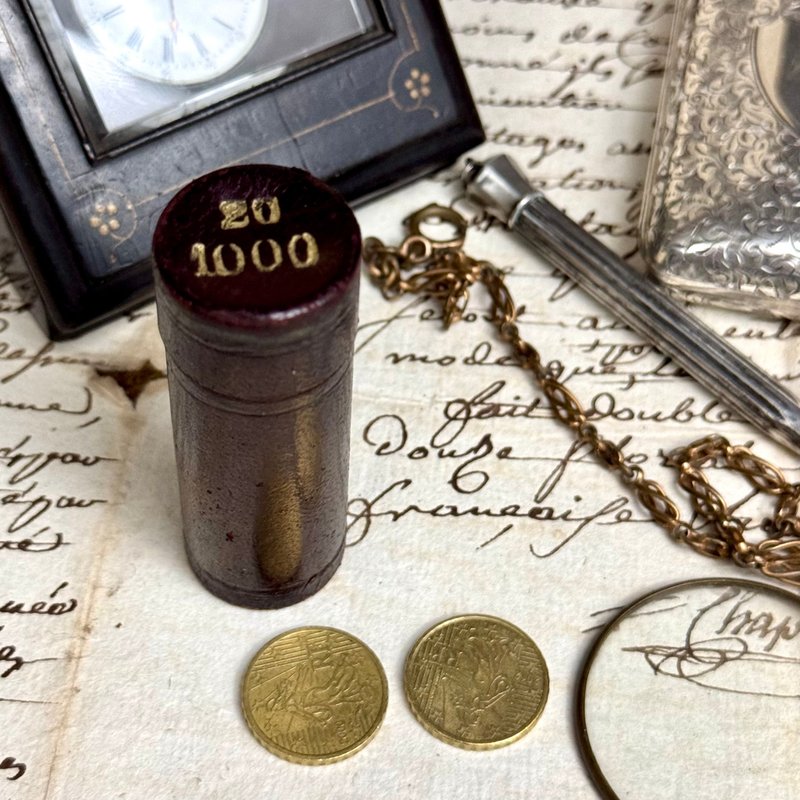 50718-罕見法國古董金幣儲存筒 - 居家收納/收納盒/儲物盒 - 其他材質 