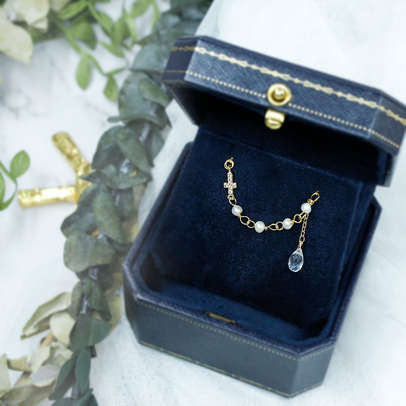 Giftest Freshwater Pearl/Healing Christian Girlfriend Gift Gift Gospel Cross Bracelet B12 - Bracelets - Precious Metals Gold