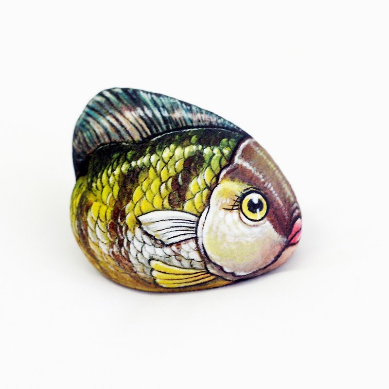 魚の石は、石の絵のオリジナルアートを描きます。 - その他 - 石 多色