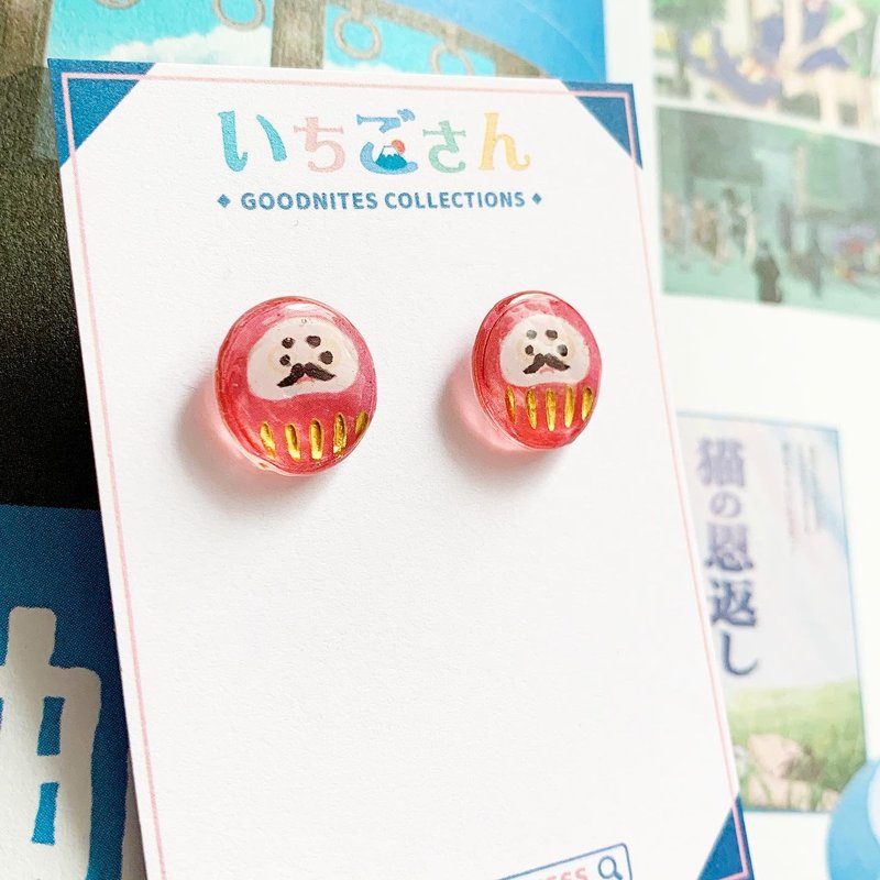 chubby cute dharma earrings - Earrings & Clip-ons - Plastic Red