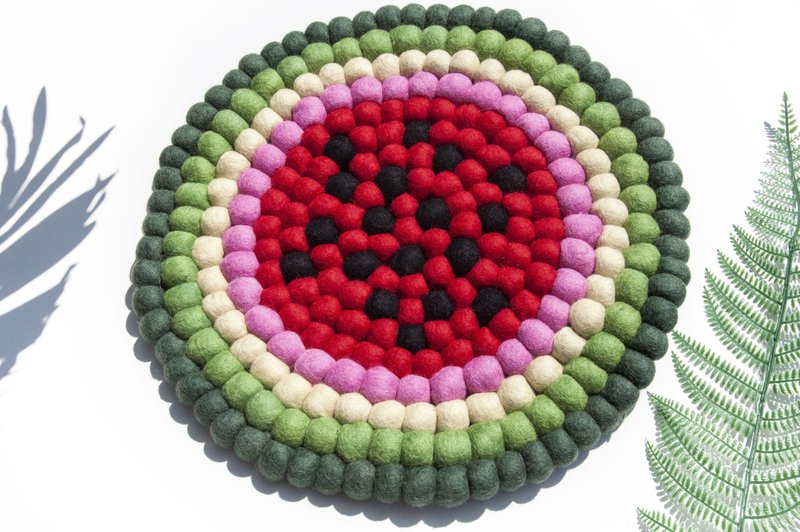 Wool felt cushions Wool felt carpets Wool felt ball floor mats Wool felt chair cushions-Summer watermelon polka dot ball - Rugs & Floor Mats - Wool Multicolor