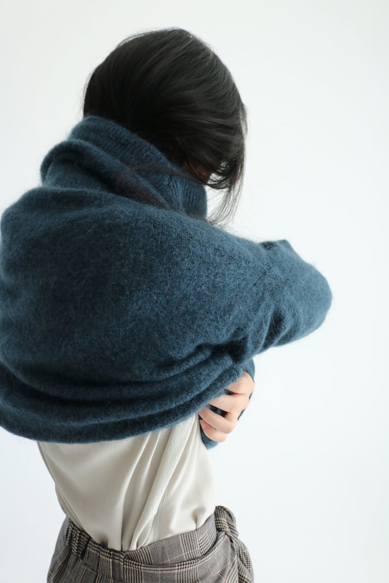 [Ready stock] Soft seaweed blue mohair mixed wool winter sweater - สเวตเตอร์ผู้หญิง - ขนแกะ 