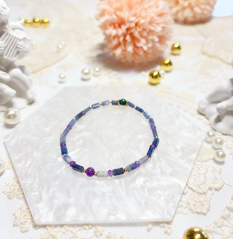 Blue Stone rose crystal bracelet - สร้อยข้อมือ - คริสตัล สีน้ำเงิน