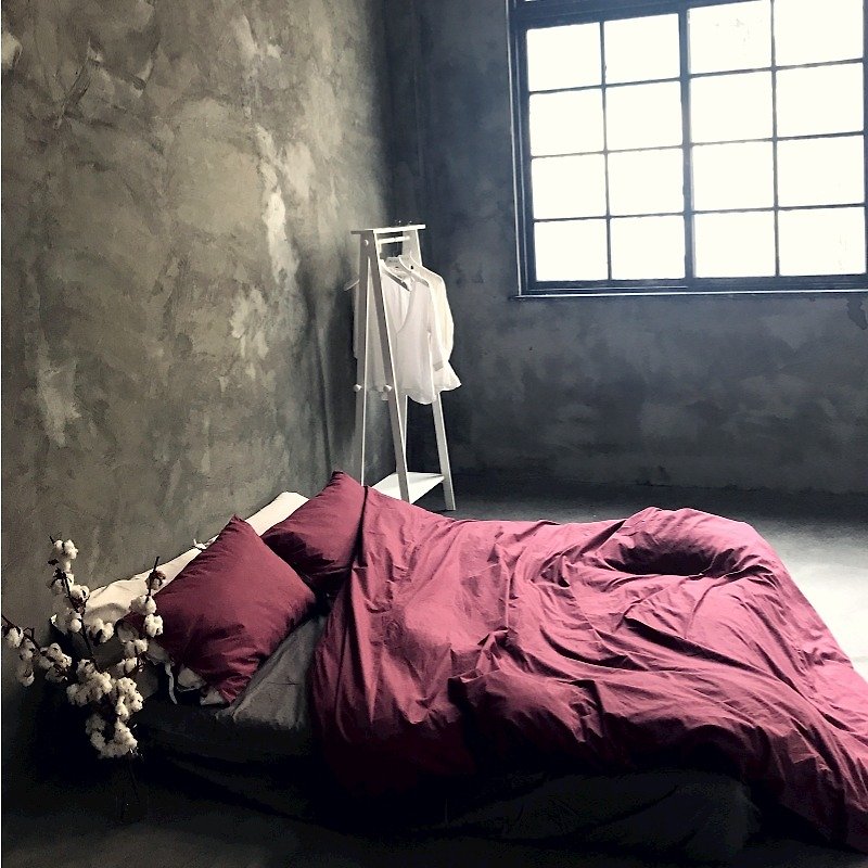 In my heart the depths of the park _ top GOTS organic cotton bedding double oversized quilts _ wine red - เครื่องนอน - ผ้าฝ้าย/ผ้าลินิน สีแดง
