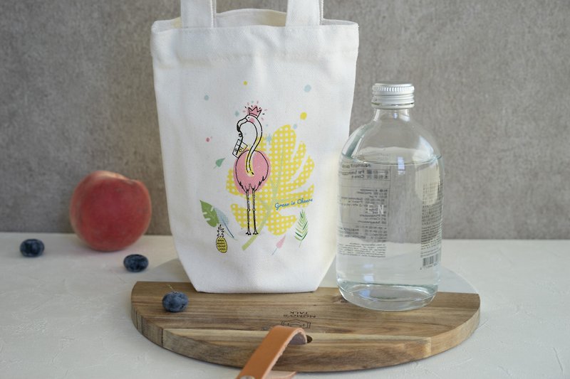 Flamingo Carry On Canvas Bag - Beverage Holders & Bags - Cotton & Hemp White
