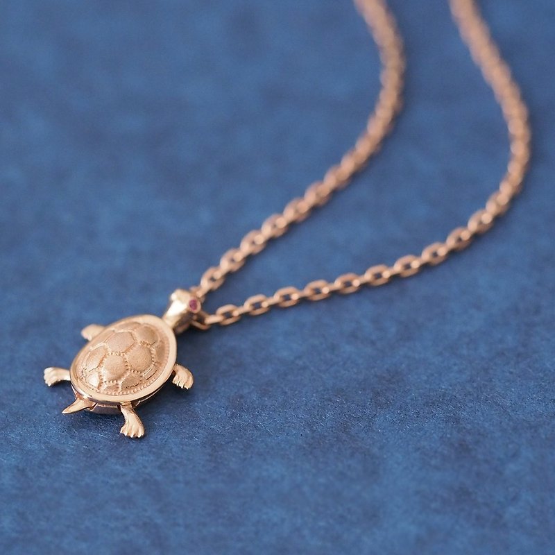 Pink gold Move Turtle Mens Necklace Silver 925 - Necklaces - Other Metals 