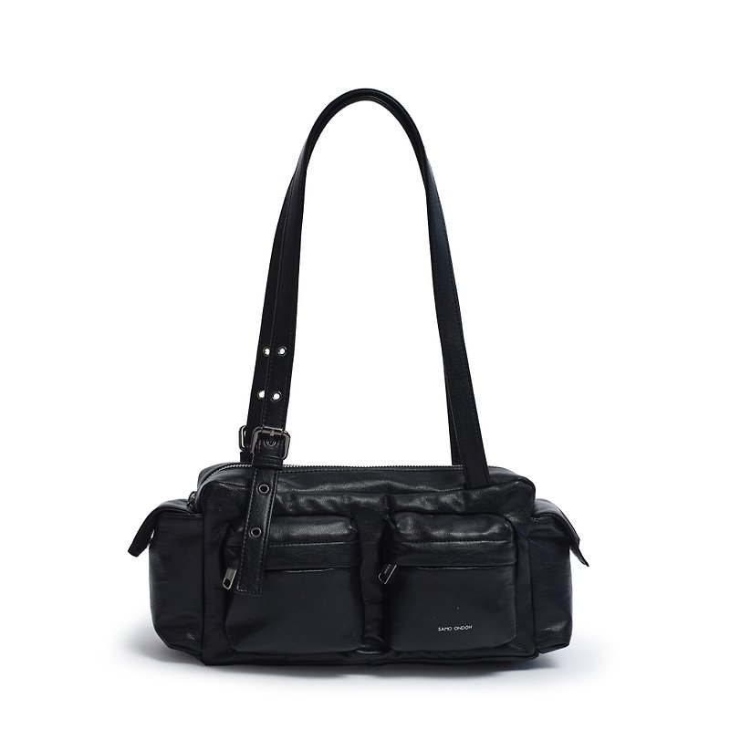 【Made in Korea】Pocket Utility Bag M - Nappa Black - Messenger Bags & Sling Bags - Faux Leather Black