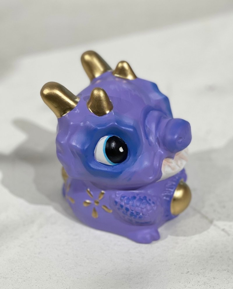 New product in the Year of the Dragon, made in Taiwan, purely hand-painted ceramic purple health ball dragon prayer money box - กระปุกออมสิน - ดินเผา สีม่วง