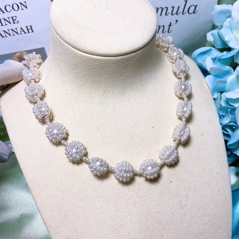 [Western Antique Jewelry] Extremely Elegant Braided Rice Ball Pearl Necklace with Elegant Temperament - สร้อยคอ - เครื่องประดับ ขาว