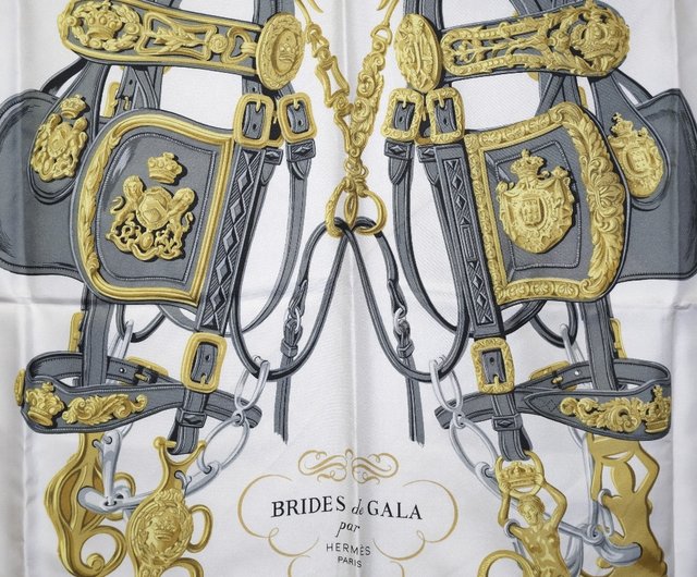 日本直送】【HERMES】エルメスカレ90 BRIDES de GALA シルク白