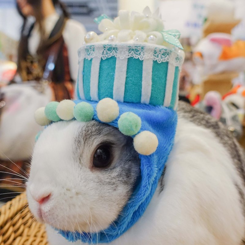 兔子生日蛋糕帽*SS號客製化生日帽下單區 - 寵物衣服 - 其他材質 多色