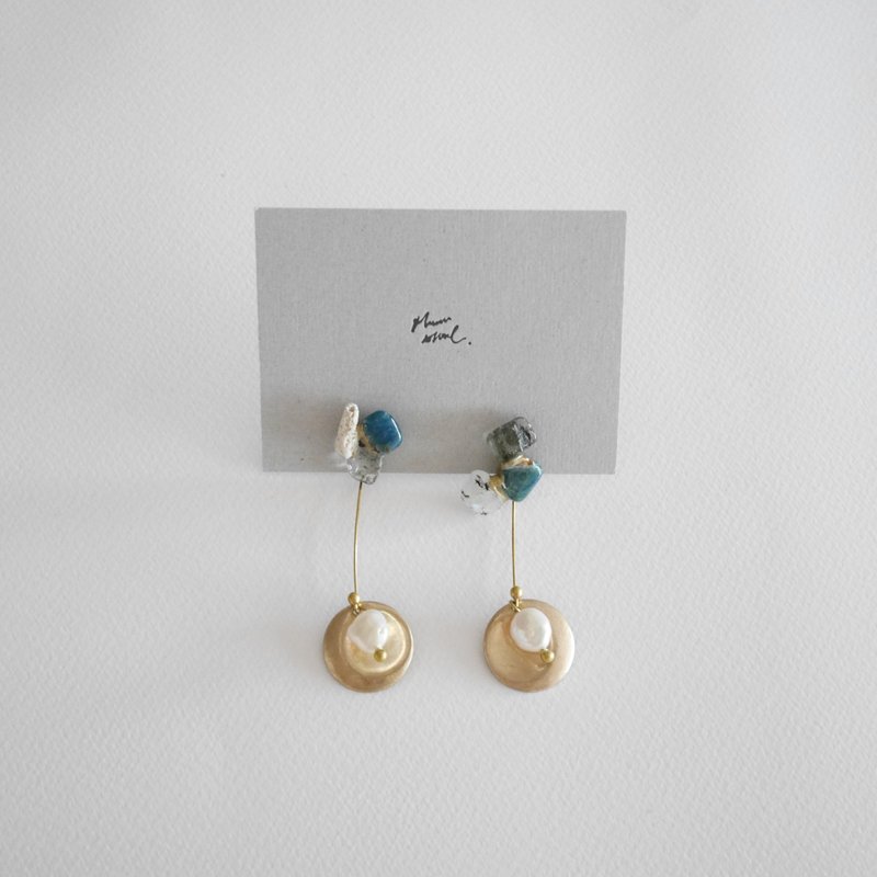 金繼 耳環 ピアス / イヤリング | 海的延伸 no.100 - 耳環/耳夾/耳骨夾 - 半寶石 金色