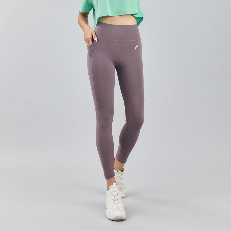 【THFTH】PLUS+ High Waist Leggings【Morandi Purple】 - ชุดโยคะ - วัสดุอื่นๆ สีม่วง