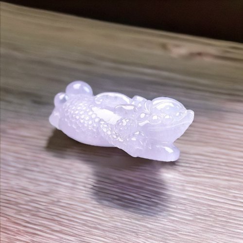 瓔珞翡翠 冰種紫羅蘭翡翠精雕三腳蟾蜍 | 天然緬甸玉翡翠A貨 | 送禮