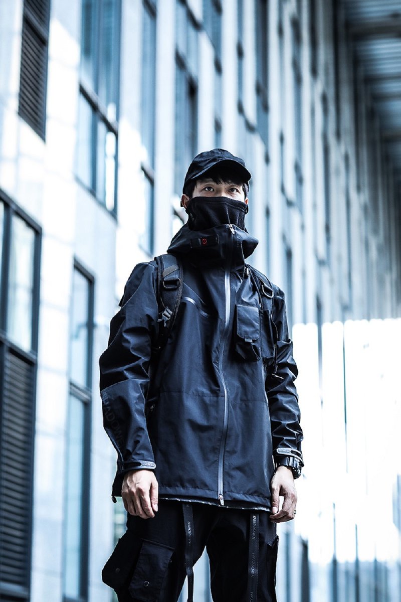 機能 沖鋒衣 戰術服 外套 夾克 - 男夾克/外套 - 其他材質 黑色