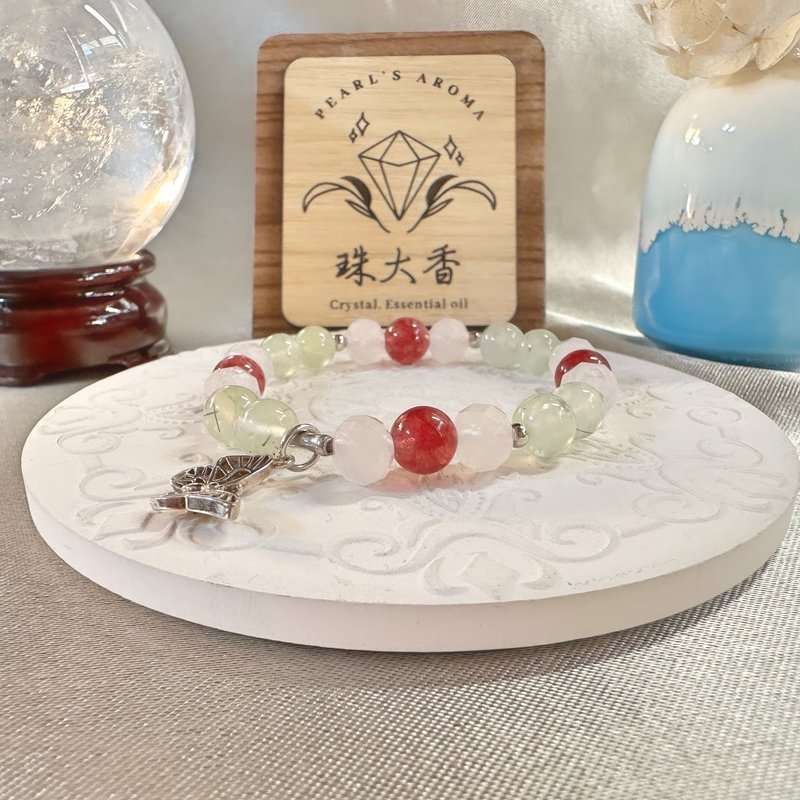 花語初綻 粉晶・草莓晶・葡萄石・925純銀 - 手鍊/手環 - 水晶 多色
