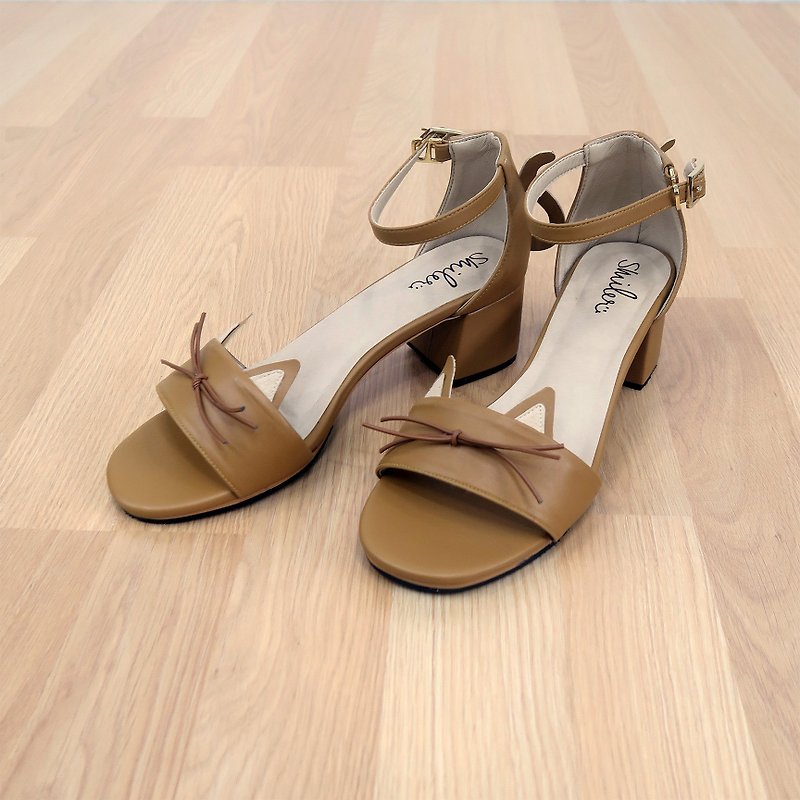 Wanna Cat Maxi Sandals - Brown - รองเท้ารัดส้น - วัสดุอื่นๆ สีนำ้ตาล