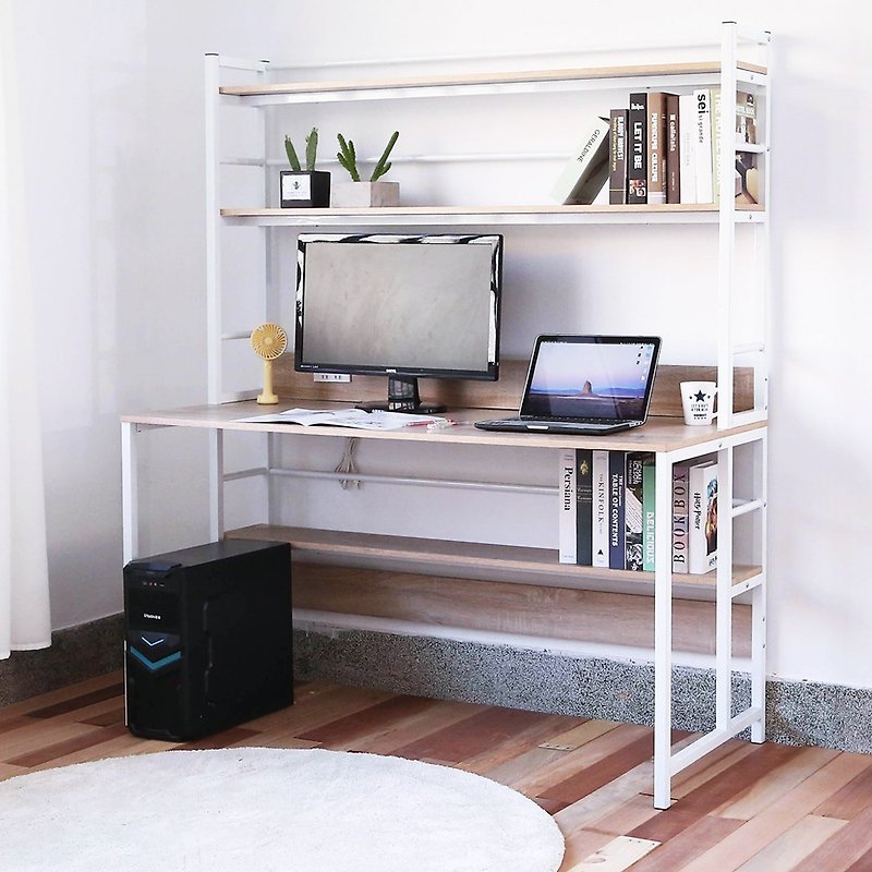 【微慢】 MIIT漂流木紋寬140公分穩重型層架工作桌 書桌 電腦桌 - 餐桌/書桌 - 木頭 咖啡色