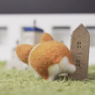 Chubby tongue corgi wool felt key ring material package Christmas gift (with video tutorial)