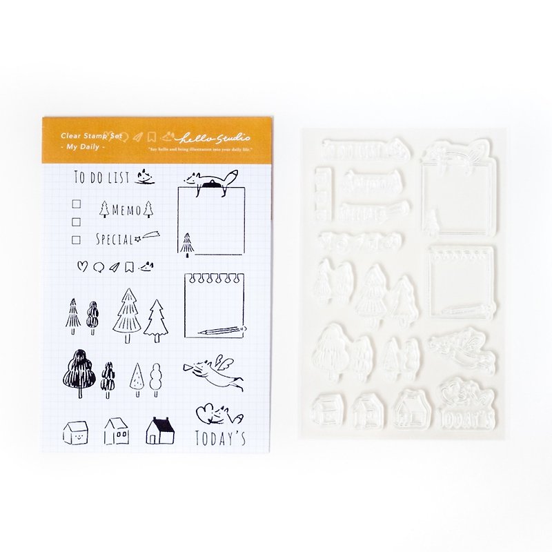 My Daily | Transparent Seal Set with Acrylic Block - Stamps & Stamp Pads - Silicone 