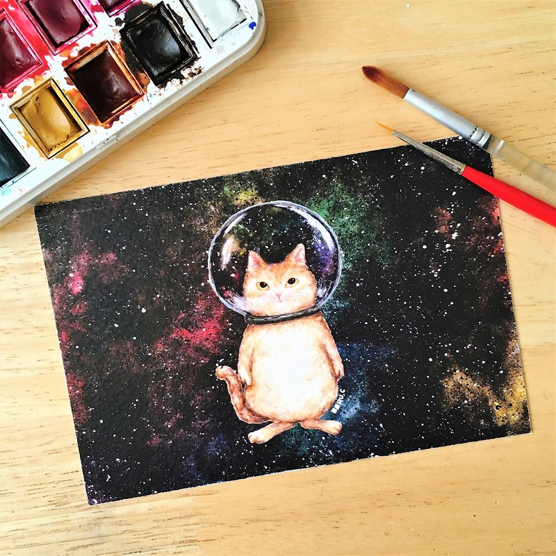 Glass Ball Cat Cat Space Cat Cosmic Cat Postcard - Cards & Postcards - Paper Multicolor