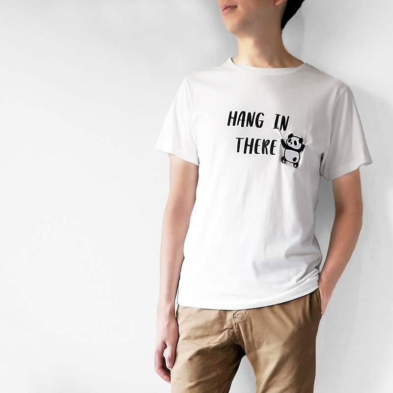 【Hang in There - PANDA】第２弾　しわくちゃTシャツ - Tシャツ メンズ - コットン・麻 ホワイト