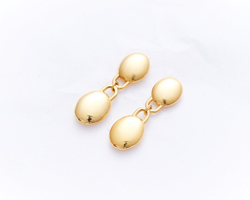 OA LONG PURE SILVER STUD EARRINGS (Gold Plated) - ต่างหู - เงินแท้ สีทอง