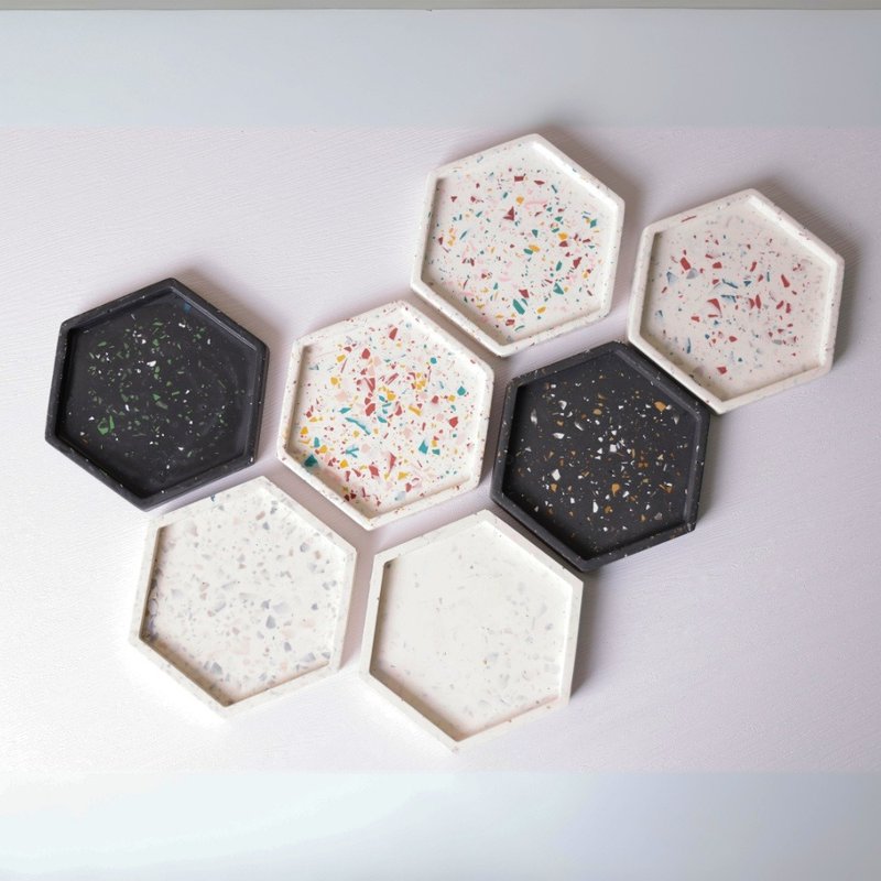 Shidong STONE [hexagonal coaster decoration plate] handmade coaster storage decoration jewelry storage gift - ของวางตกแต่ง - วัสดุอื่นๆ 