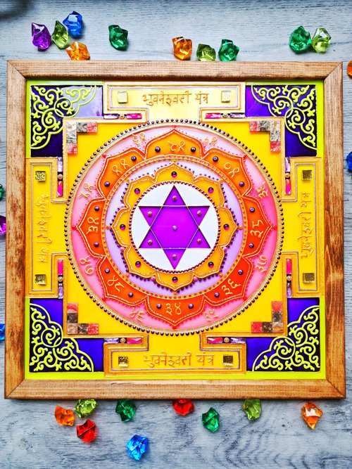 zorkavenera Bhuvaneshwari Yantra手繪吠陀裝飾曼陀羅冥想密宗治療