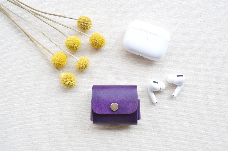 AirPods Pro皮革保護套-葡萄紫 - AirPods/耳機保護套 - 真皮 