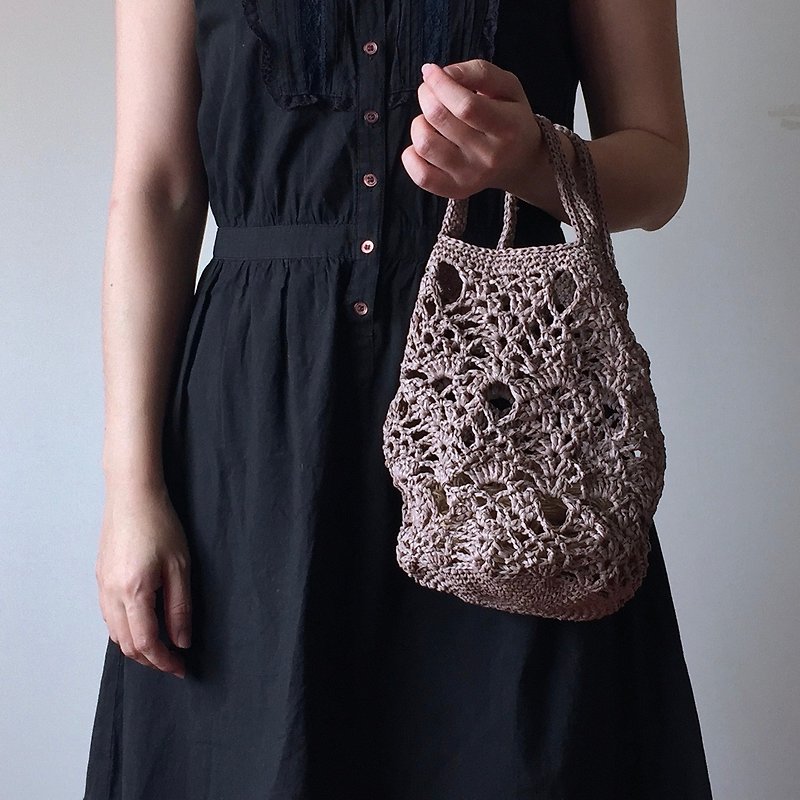 Xiao Fabric/Hand-Made Small Bag / Teddy / Paper Line / Grey - Handbags & Totes - Cotton & Hemp Gray