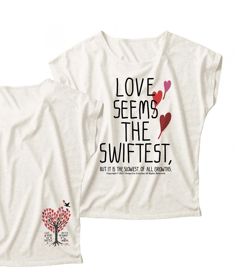 【Caution! Light fabric】 Heartful · Tree Dolman T-shirt female ML 【Custom order】 - เสื้อยืดผู้หญิง - กระดาษ ขาว