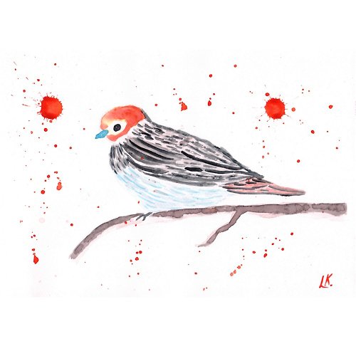 Artkingdom7 Original Painting Sparrow Bird Art Songbird Animal Artwork Wildlife Nature