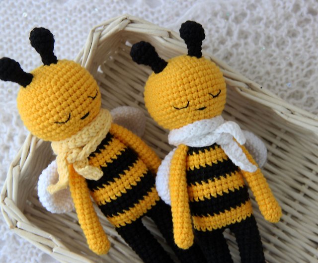 New Handmade Crochet Bumble Bee Stuffed Animal, 6” Long Crochet
