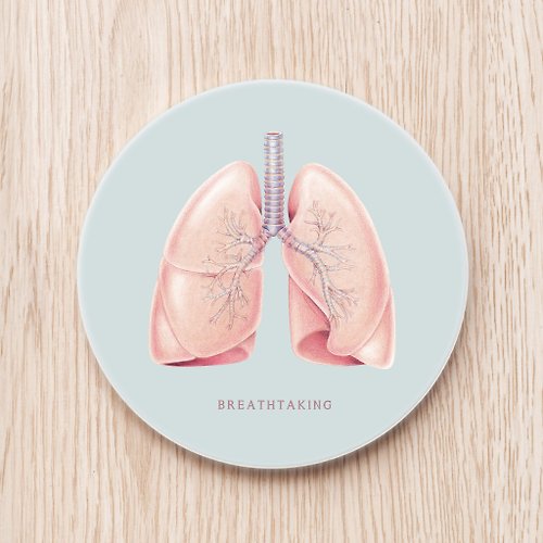 EMMACHENG Breathtaking 驚艷的肺臟陶瓷杯墊 解剖 科學 器官 客製 禮物