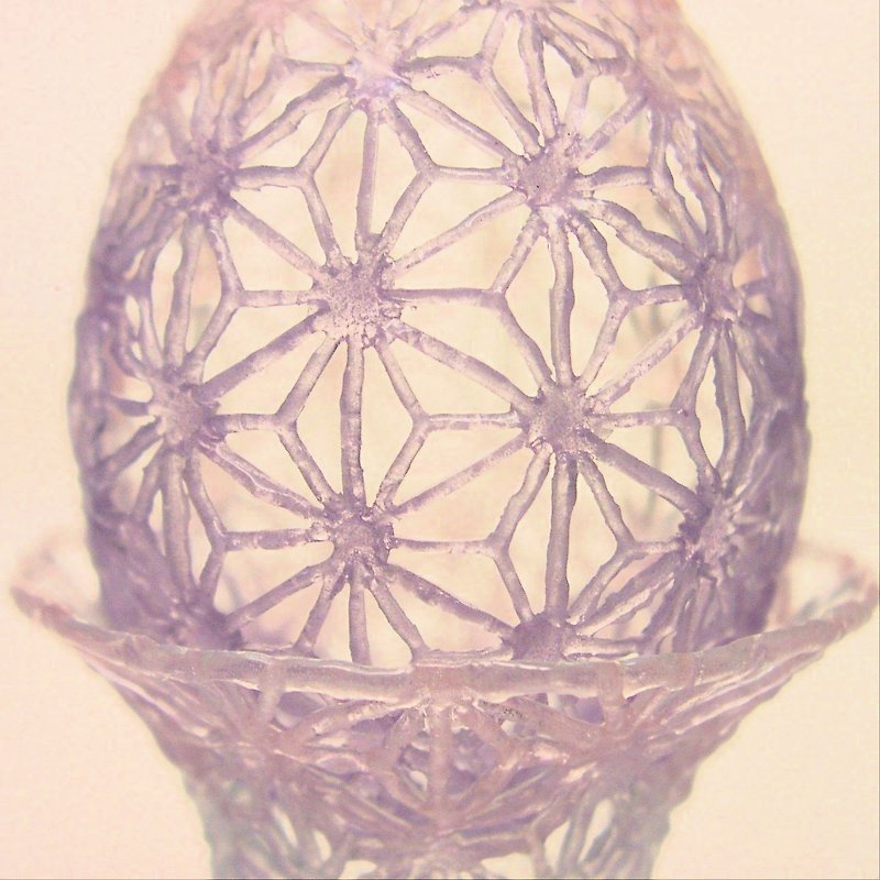 Glass hemp leaf lace egg (lavender & pink) - Items for Display - Glass Purple