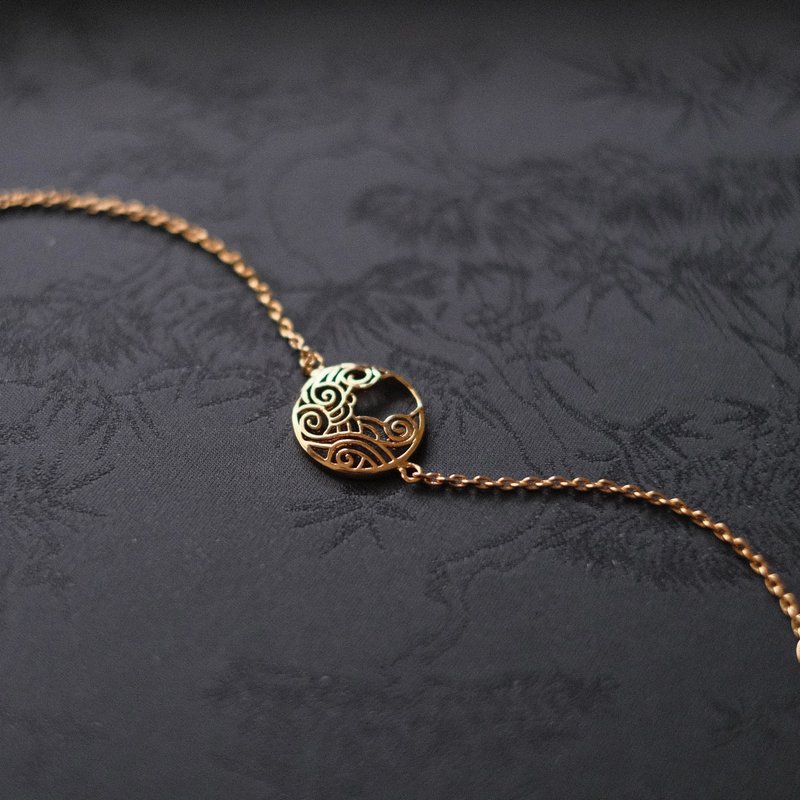 Emerald Gift。拈翠-法國製18K包金手鏈-絕版 - 手鍊/手環 - 玉石 金色