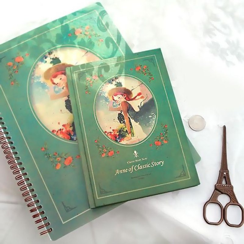 Indigo school season - classic fairy tale stripes notebook V2 - red hair Anne, IDG72552 - สมุดบันทึก/สมุดปฏิทิน - กระดาษ สีเขียว