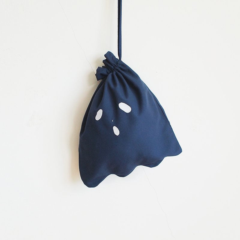 ghost lunch bag : navy - Drawstring Bags - Polyester Blue