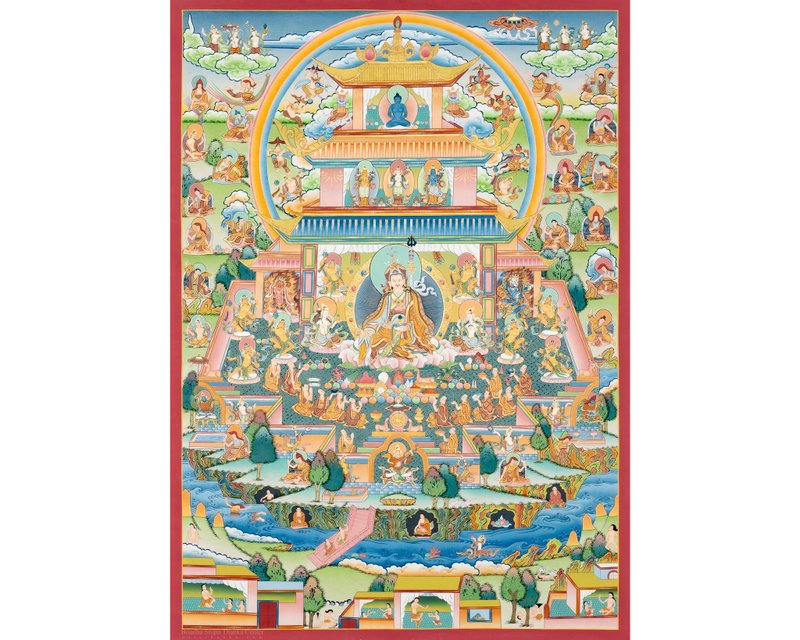 原創24K黃金古魯辛剛唐卡畫作 | 佛教唐卡藝術 - 壁貼/牆壁裝飾 - 其他材質 多色