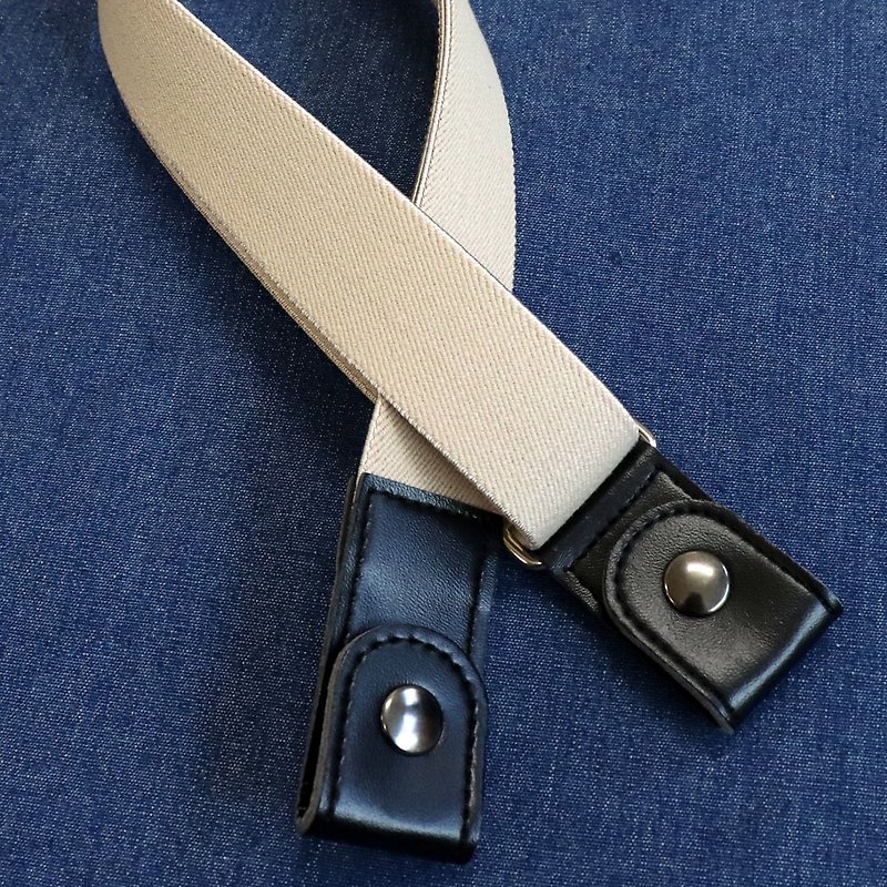 No buckle rubber belt beltlers 30mm width made in Japan NOMURA plain stripe - เข็มขัด - ยาง สีกากี