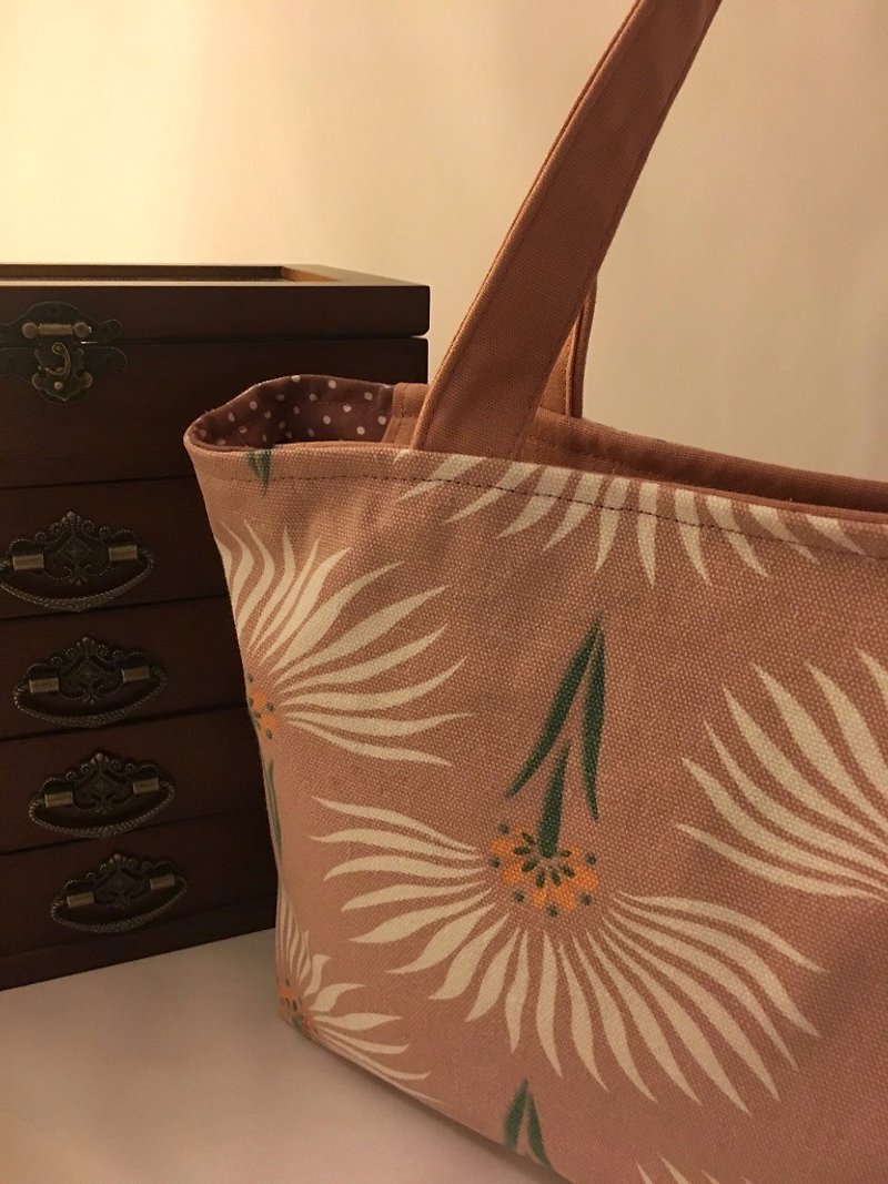 Pink dandelion carry bag / lunch bag - Handbags & Totes - Cotton & Hemp 
