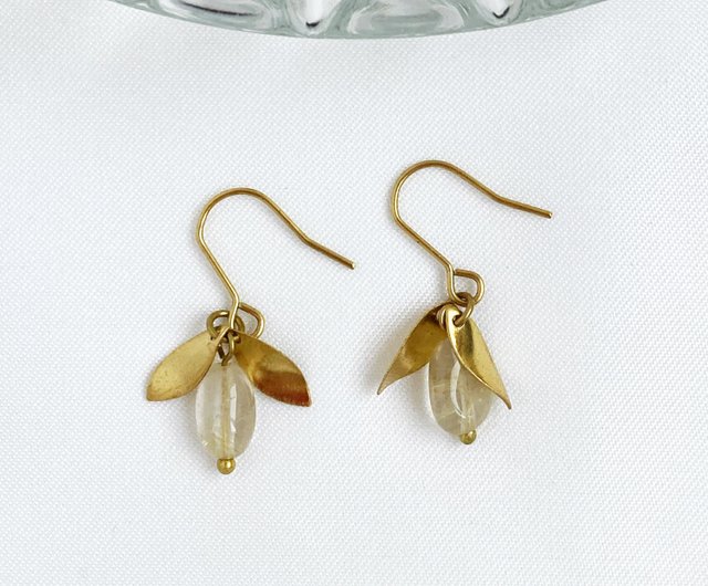 Bronze Crystal Earrings Yellow Gold