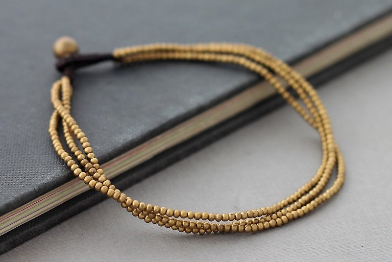 Simple Strand Brass Anklets Ankle Bracelets Basic Beaded Woven - อื่นๆ - โลหะ สีทอง