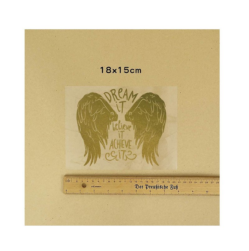 DREAM feather wings hot stamping for cloth-18 * 15cm - วาดภาพ/ศิลปะการเขียน - สี สีทอง