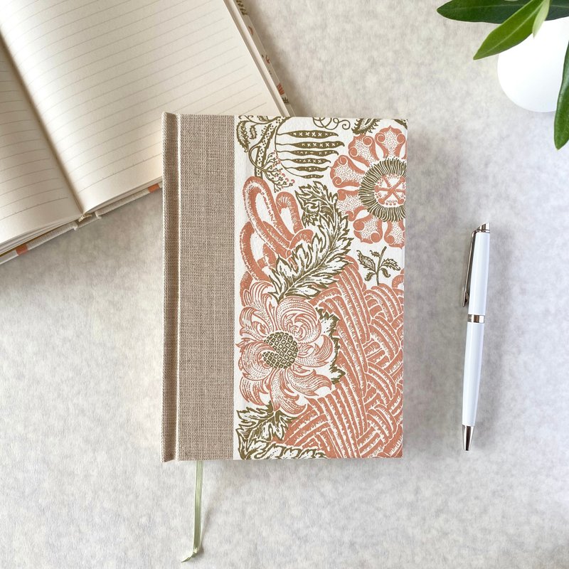 Italian woodblock-printed paper square back notebook , Basket , B6 - สมุดบันทึก/สมุดปฏิทิน - กระดาษ สีกากี