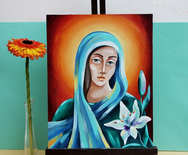 聖母マリアの絵画 聖母マリアのオリジナルアート マドンナアートワーク