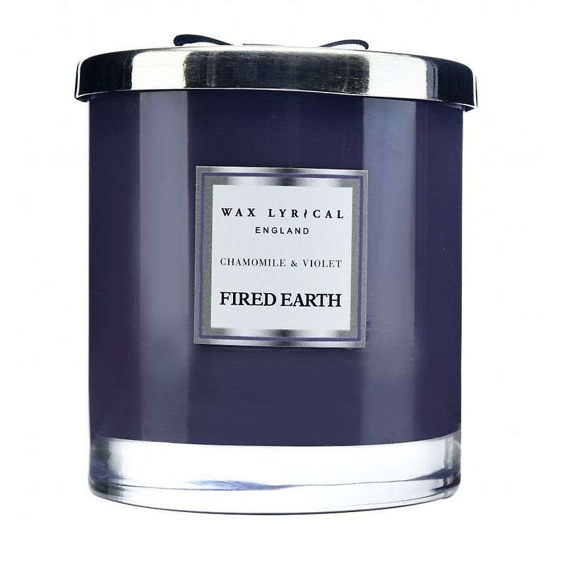 British Candle FIRED EARTH Series Chamomile and Violet 2 Core Large Candle - เทียน/เชิงเทียน - ขี้ผึ้ง 